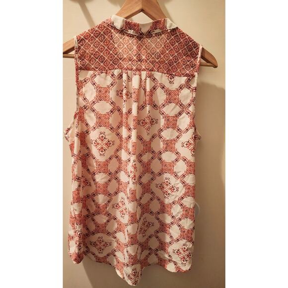 XHILERATION White and Red Sleeveless Boho Top with Tassels and Lace Size XXL - Picture 4 of 6